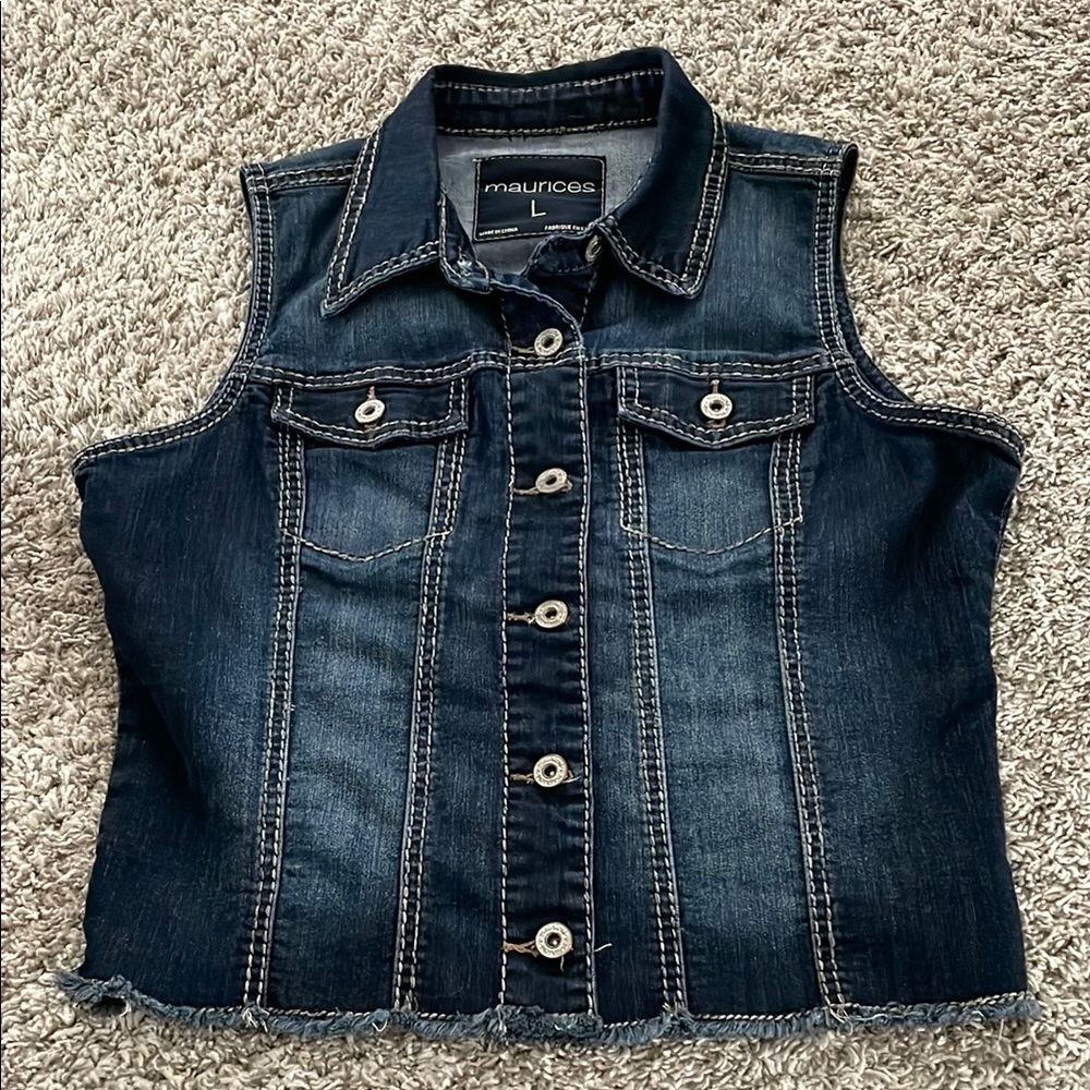 Maurices Dark Blue Denim Vest